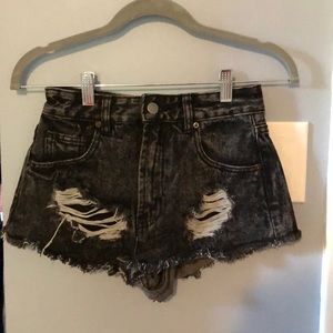 Black Ripped Jean Shorts